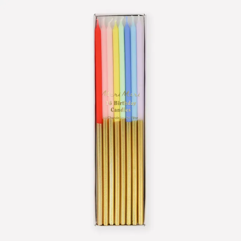 Meri Meri Gold Dipped Rainbow Mix  Candles
