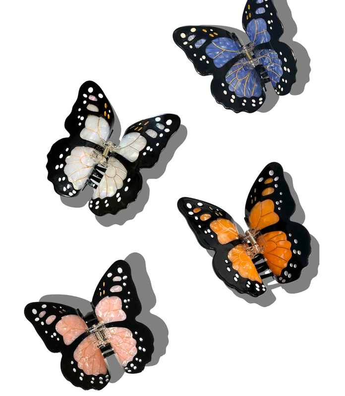 Solar Eclipse Hand-Painted Monarch Butterfly Claw Hair Clip LARGE