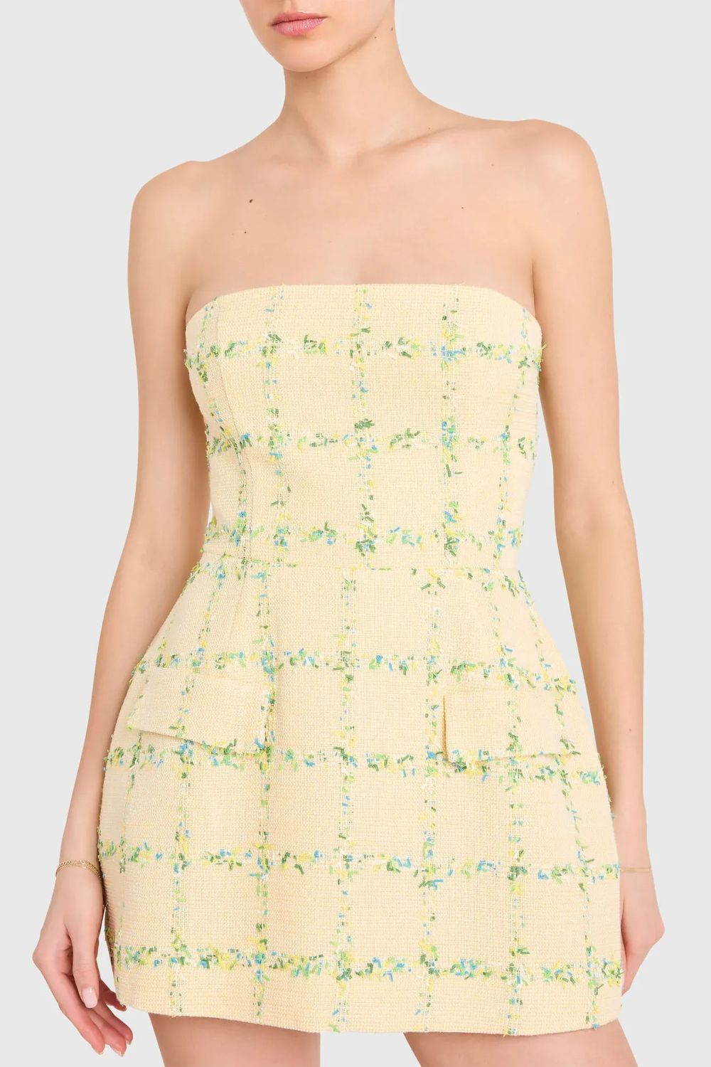 Amanda Uprichard Strapless Bethany Skort Romper, Color: YELLOW, Size: S