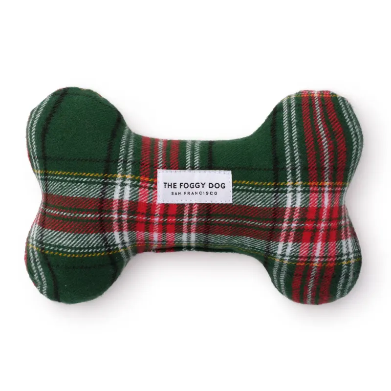 The Foggy Dog Holly Jolly Plaid Dog Bone
