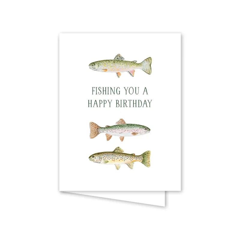 Fly Fishing Trout Birthday Card