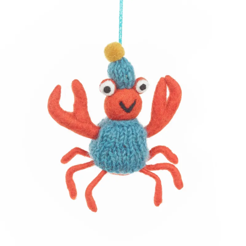 Handmade Felt Sammy Snowcrab Christmas Crab Decoration