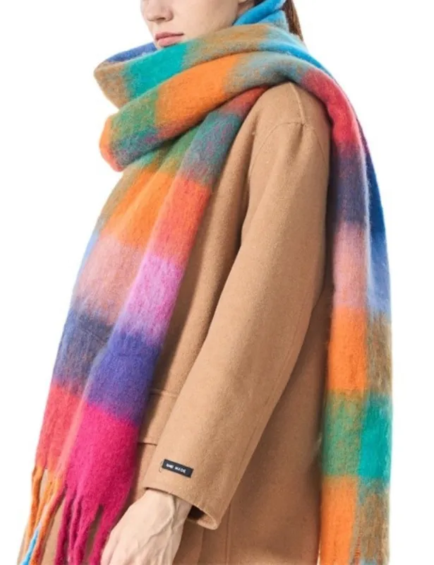 Color Block Plaid Daily Scarf