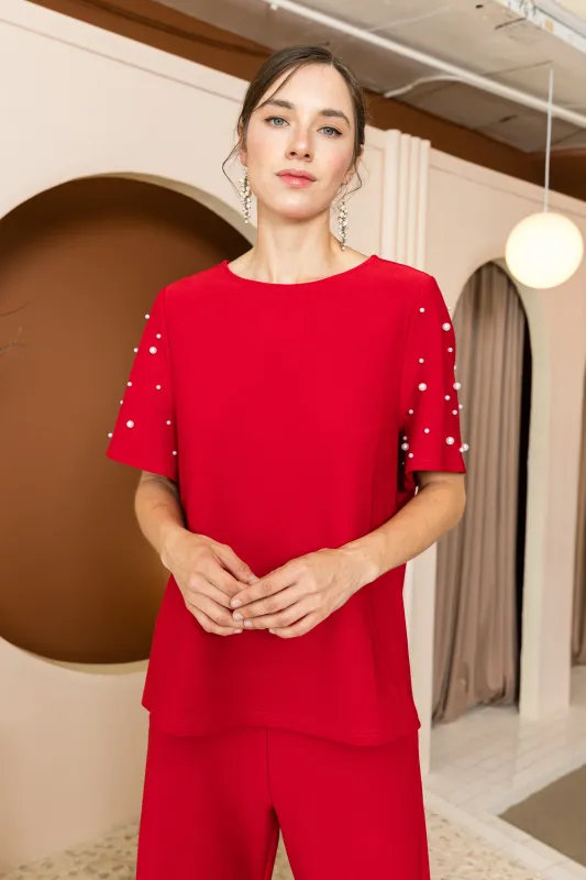 Joh Kenya Knit Top with Pearls