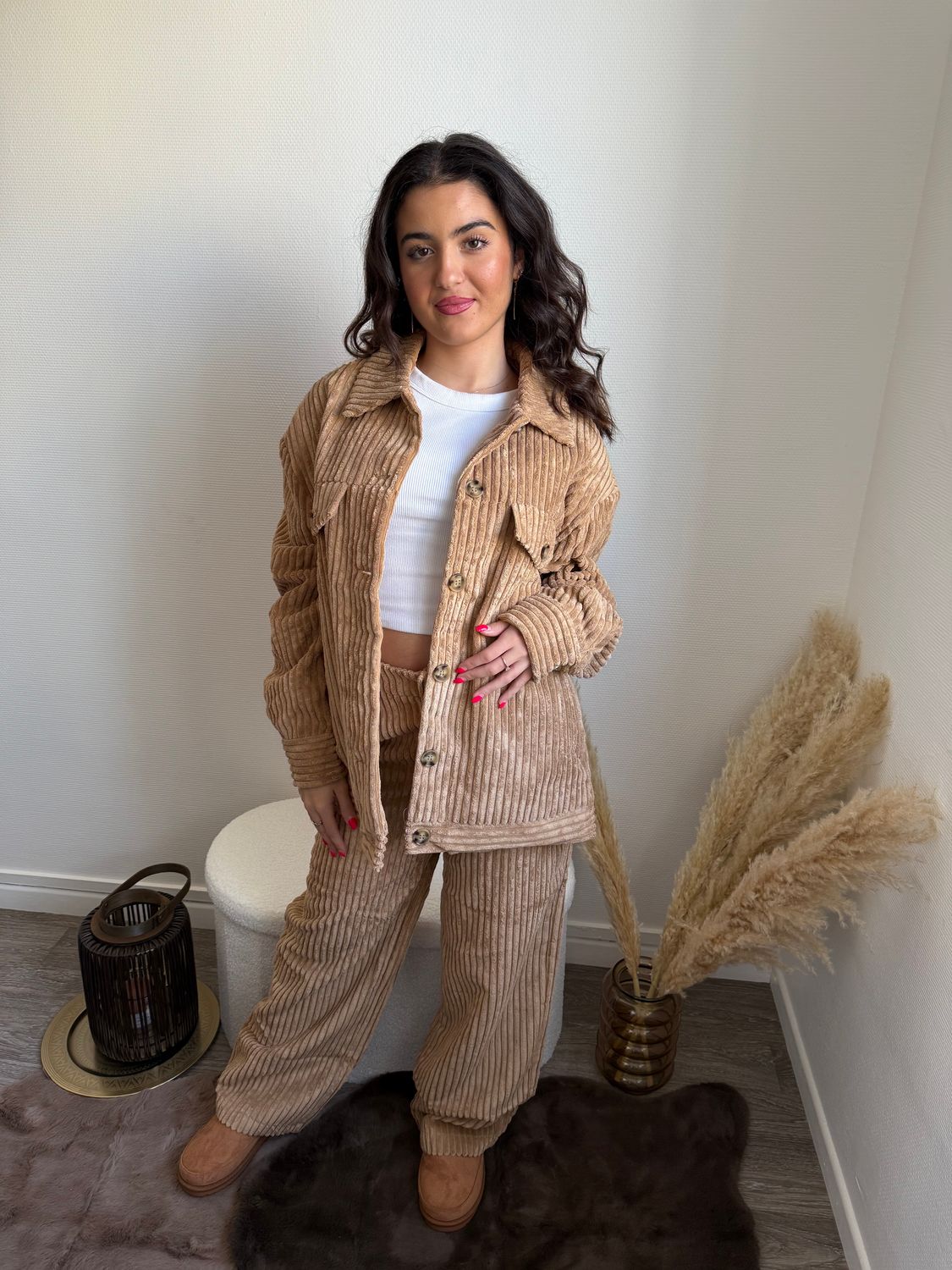 VESTE D'ENSEMBLE VELOURS COTELÉ ALIYA BEIGE