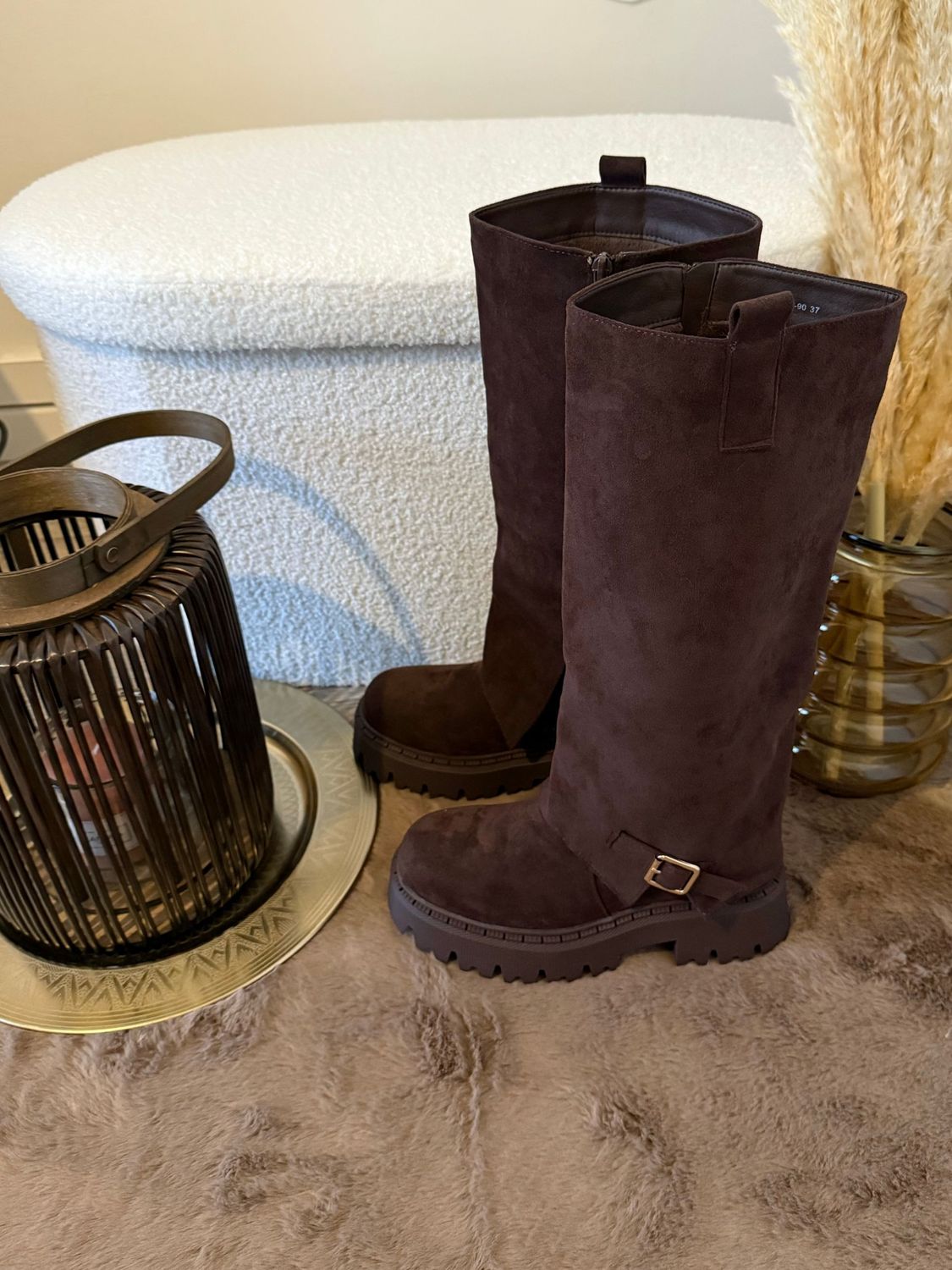 BOTTES LEYNA EFFET DAIM MARRON