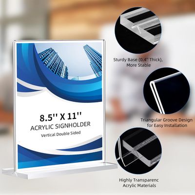 DECOHOBO Acrylic Sign Holder 8.5 x 11, Double-Sided Clear Sign Holder Plastic Stands for Display