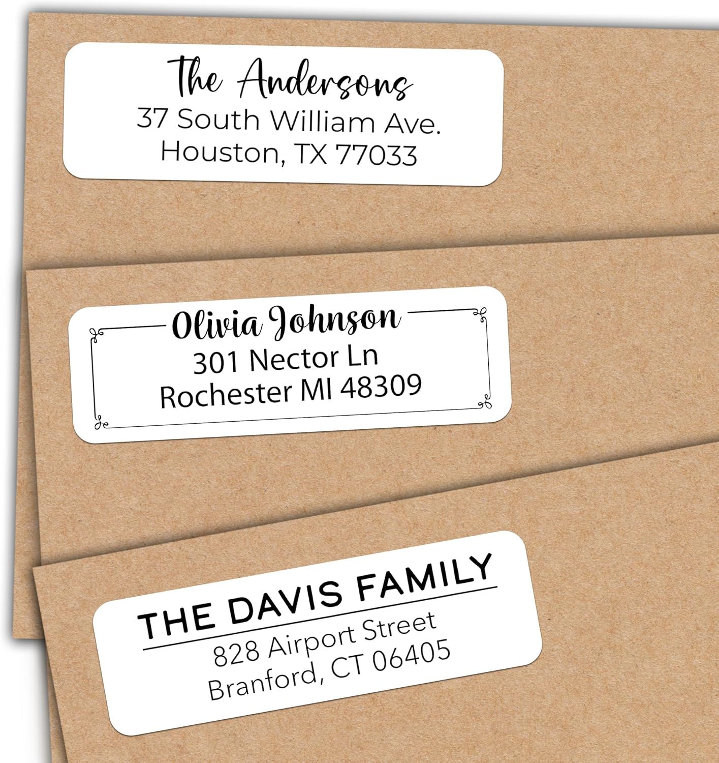 Personalized Return Address Labels - Custom Address Stickers on Sheets (50-1000 Labels) (Black and White)