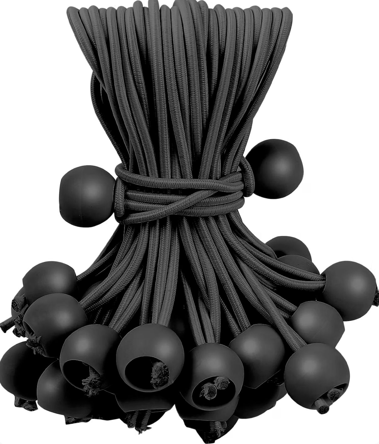 6" Black Ball Bungees 60 PCS