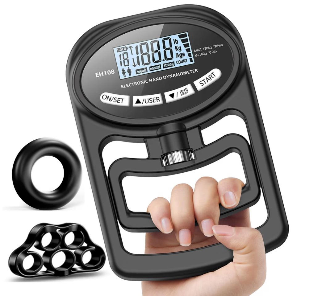 Grip Strength Tester, Hand Grip Dynamometer with Trainer