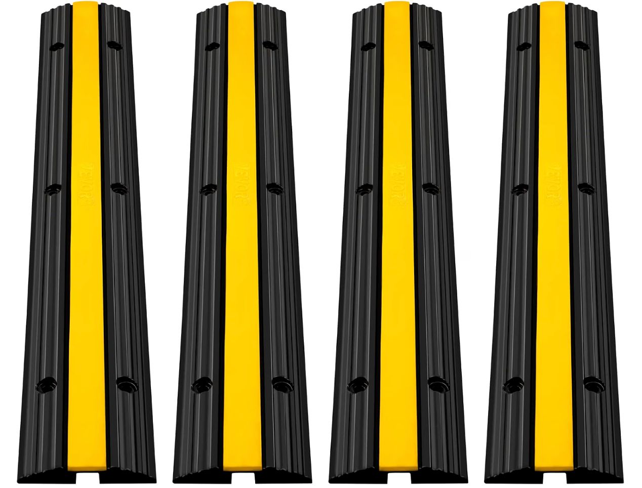 4 Pack of 1-Channel Rubber Cable Protector Ramps Heavy Duty