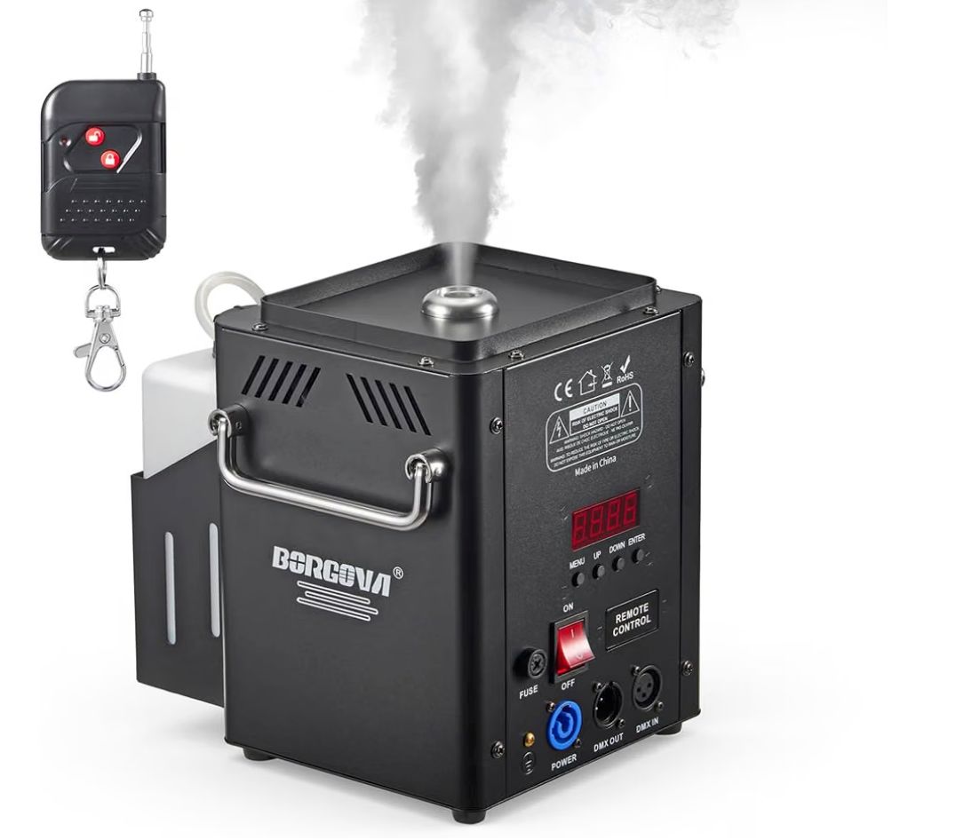 Vertical 1500W DMX Fog Machine with Wireless Remote Timer