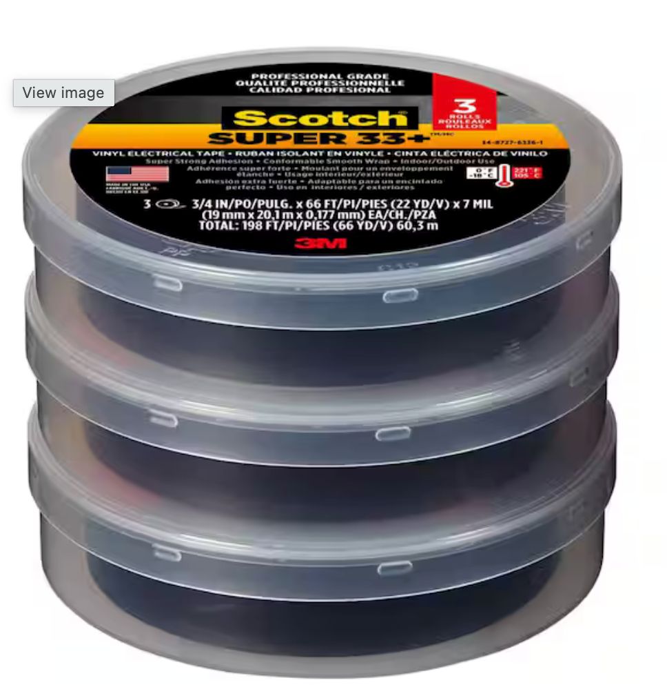 Super 33+ 3/4 in. x 66 ft. Vinyl Electrical Tape, Black (3-Pack)