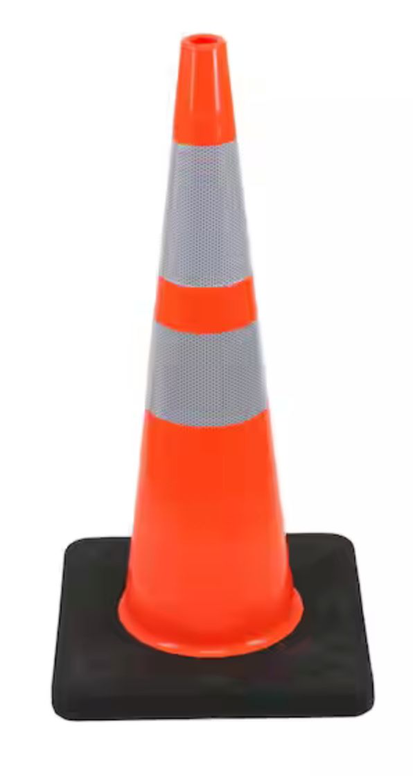 28 in. Orange Reflective PVC Injection Molded Safety Cone