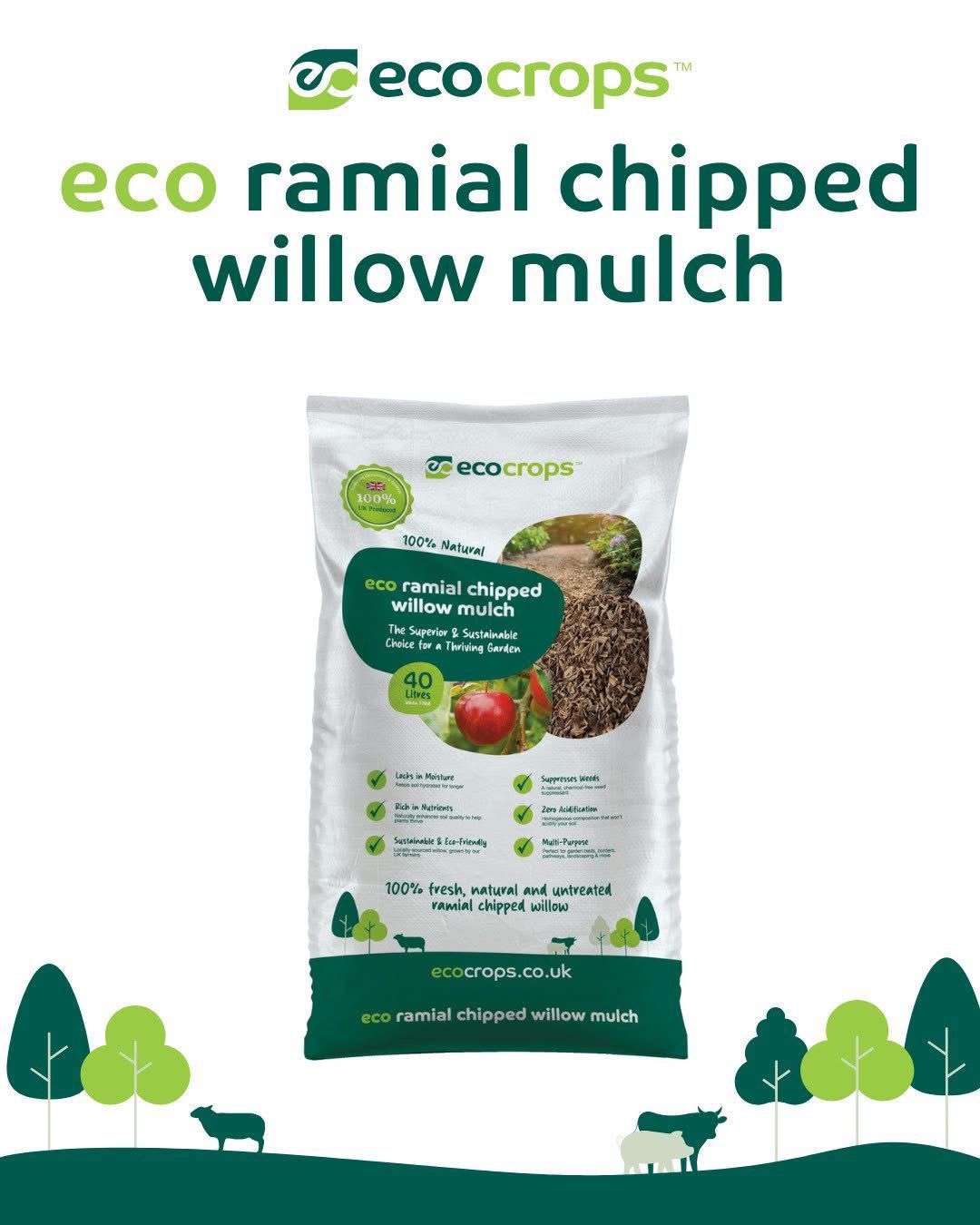 40 Litre Polybag of Eco Ramial Chipped Willow Mulch