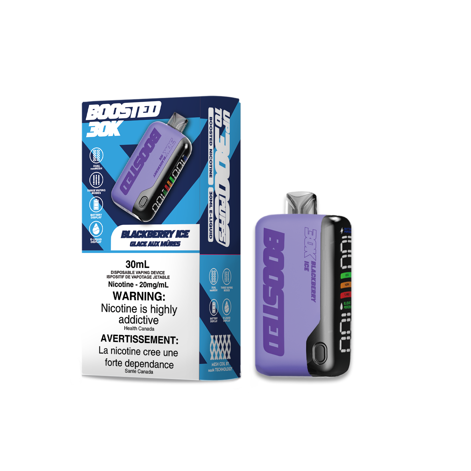 Boosted 30K, Flavor: Blackberry Ice