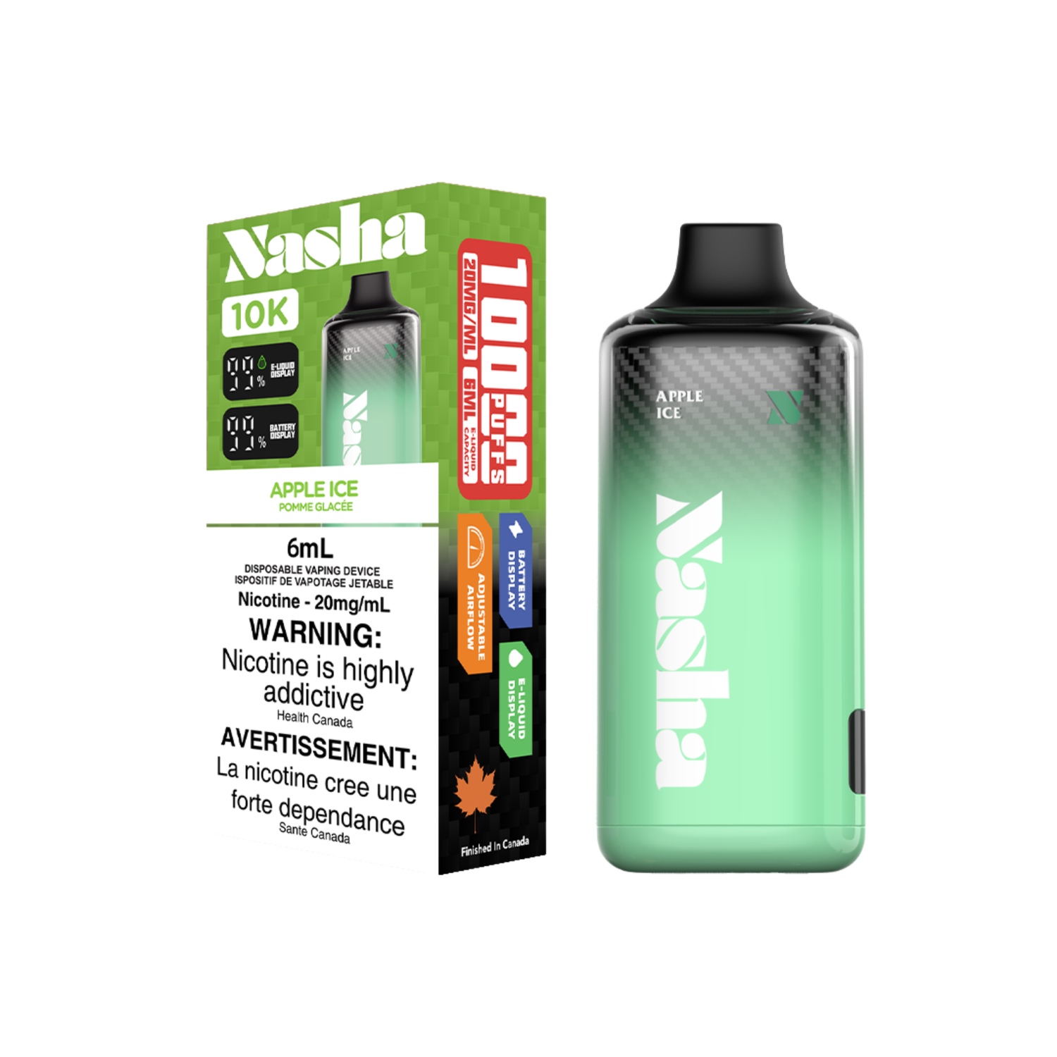 Nasha 10k, Flavor: Apple Ice