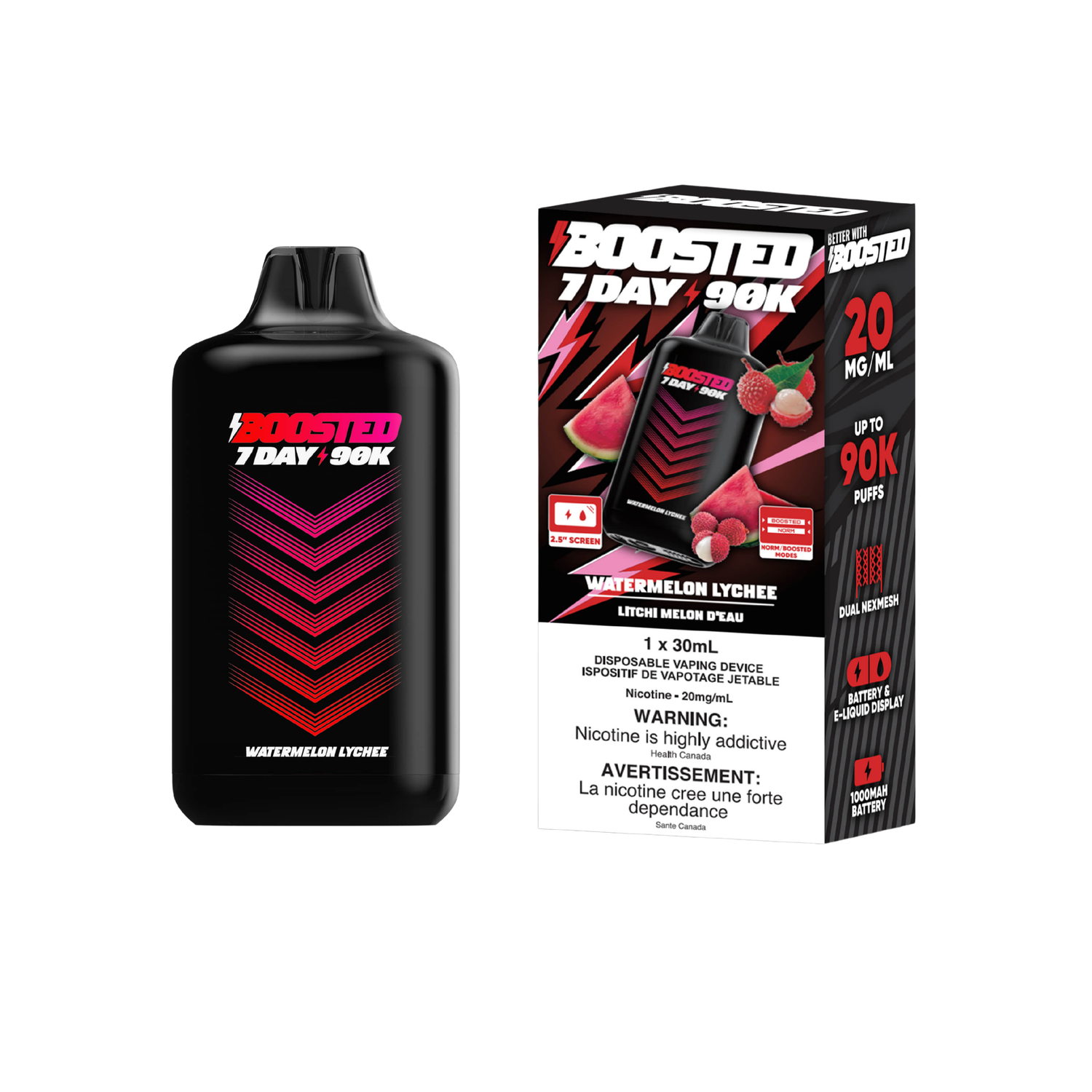 Boosted 7Day/90k, Flavour: Watermelon Lychee