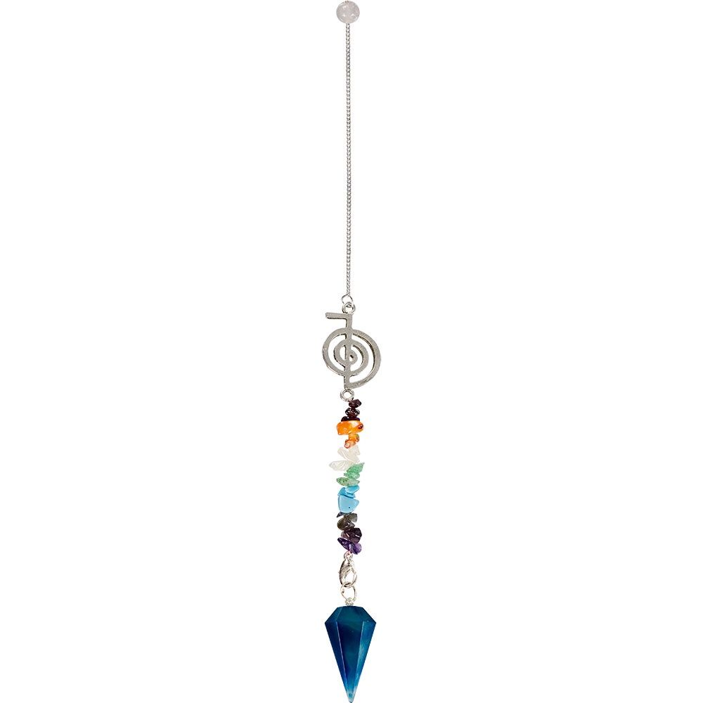 Reiki Blue Onyx W/ Spiral Chakra Pendulum