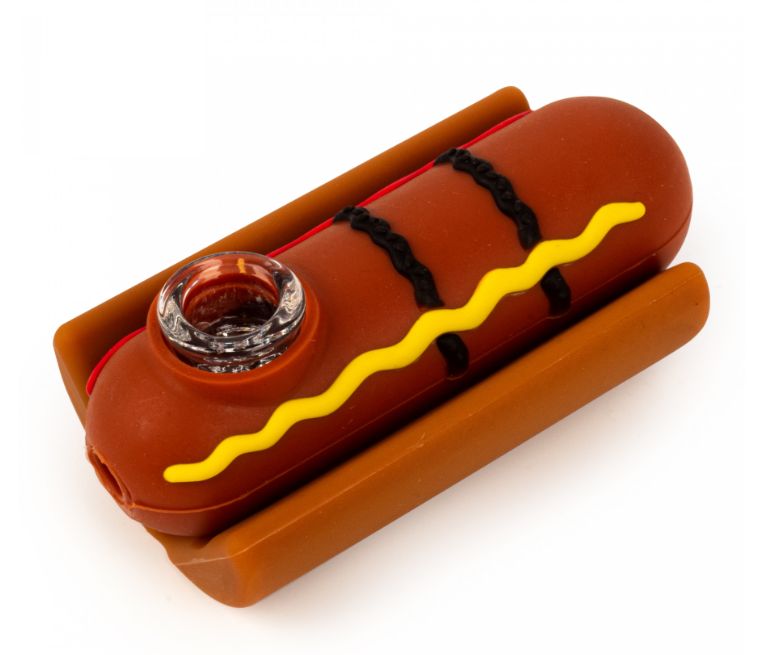 LIT Silicone 4&quot; Hotdog Handpipe W/Glass Bowl