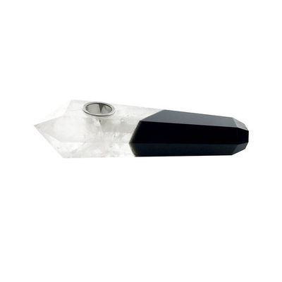 Clear Quartz/Obsidian Crystal Pipe