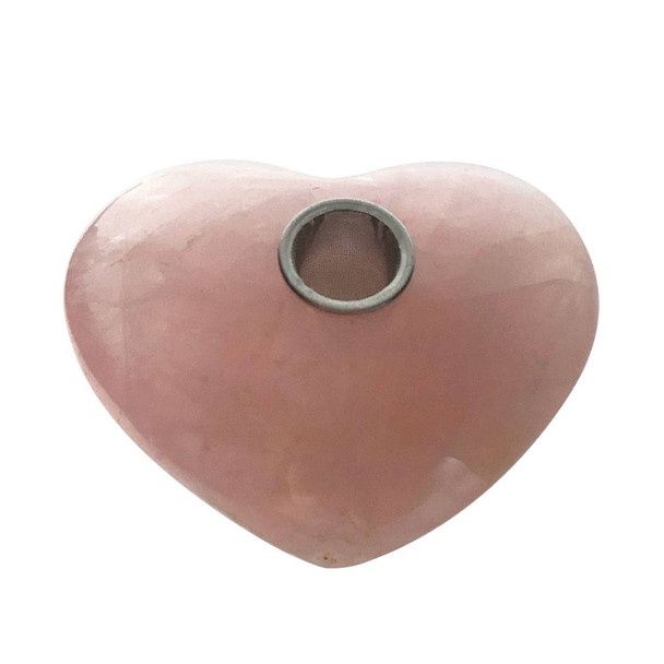 Rose Quartz Heart-Shaped Crystal Pipe