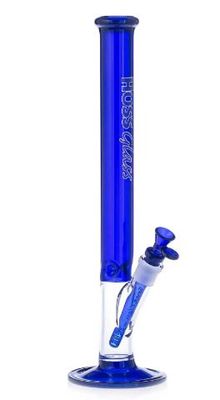 Hoss Glass 16&quot; Full Colour 38mm Straight Tube w/ Window- Blue