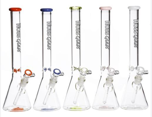 Hoss Glass 16&quot; 7mm Beaker W Accents- White