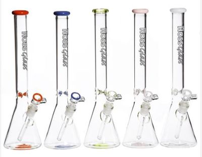 Hoss Glass 16&quot; 7mm Beaker W Accents- White
