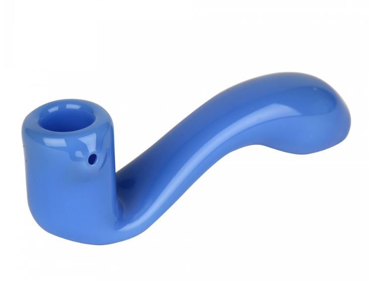 Red Eye Glass Sherlock Handpipe, Colour: Periwinkle