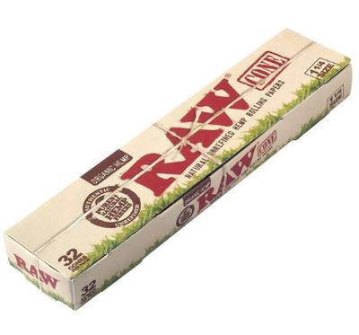 RAW Organic 1 1/4 Pre-Rolled Cones, Quantity: 32 Pack