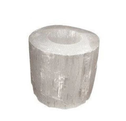 3&quot; White Selenite T-Lite Holder