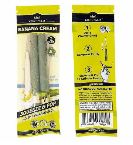 King Palm Slim Pre-Rolled, Flavour: Banana Cream