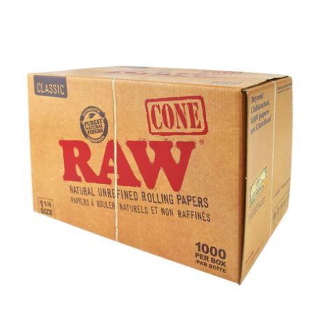 RAW Classic 1 1/4 Pre-Rolled Cones, Quantity: 1000/Box