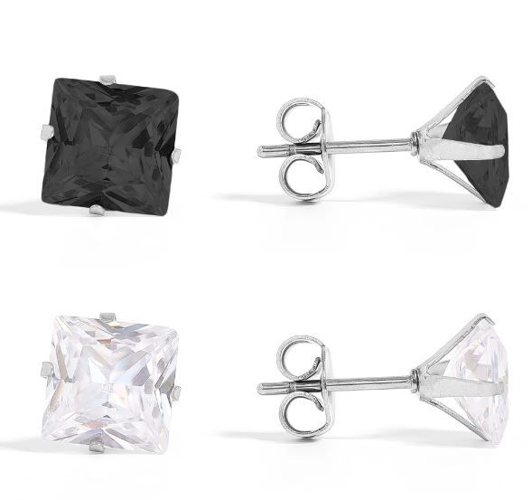 Square Steel Earrings Pair