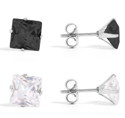 Square Steel Earrings Pair