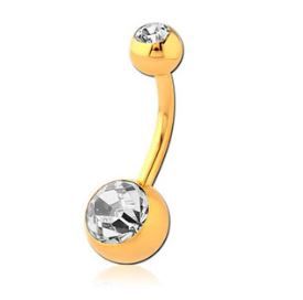 14g Gold Plated Double Gem