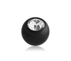 14g Black Steel Gem Ball Externally Threaded Top