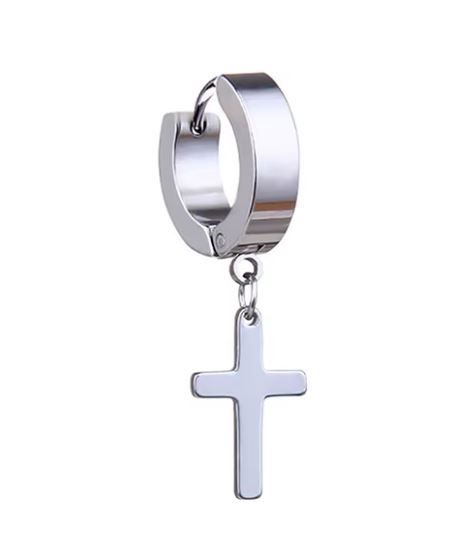 TH Steel Cuff Earring W/ Cross Single