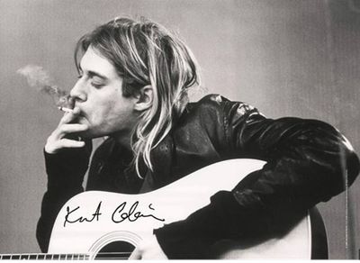 HFL 0891 Kurt Cobain - B&amp;W Guitar Flag