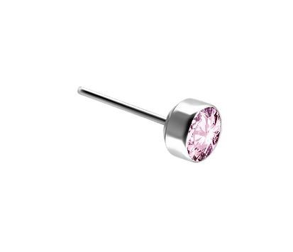 Royale Pink Bezel Set Threadless Top, Size: 3mm