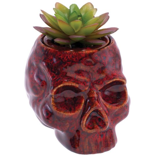 Fujima Faux Planter - Ceramic Stash Jar 4.5&quot;, Colour: Red