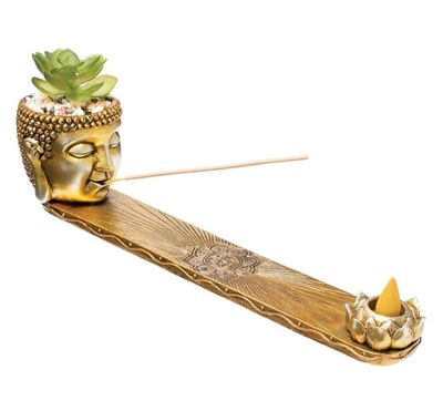 Fujima Faux Plant Incense Burner - Buddha 12.5&quot;