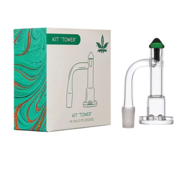 aLeaf Tower Quartz Banger Spinner Kit - 14mm Male 90 Degree