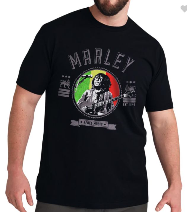 RP - Bob Marley - Rebel Music Seal T-Shirt, Size: Small