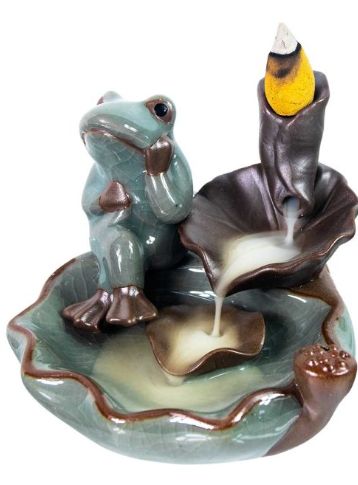 89806 - Ceramic Sitting Frog Backflow Incense Burner