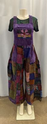 TH Patchwork Jumpsuit Wide Leg w/ Flower Front