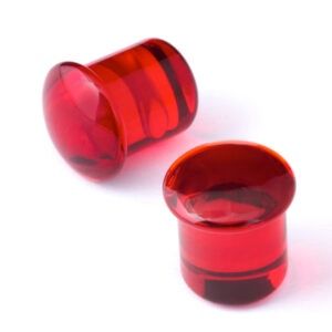 Glass Double Flare Plug Pair - Ruby