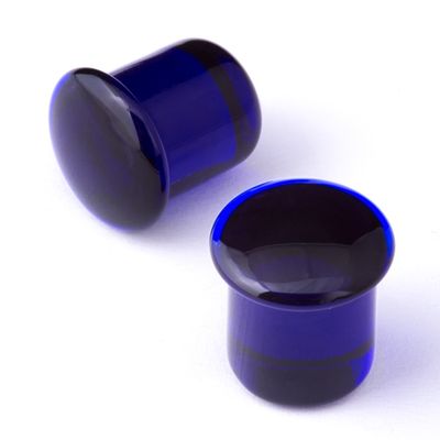 Glass Double Flare Plug Pair - Cobalt