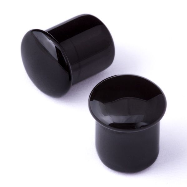 Glass Double Flare Plug Pair - Black, Gauge: 5mm